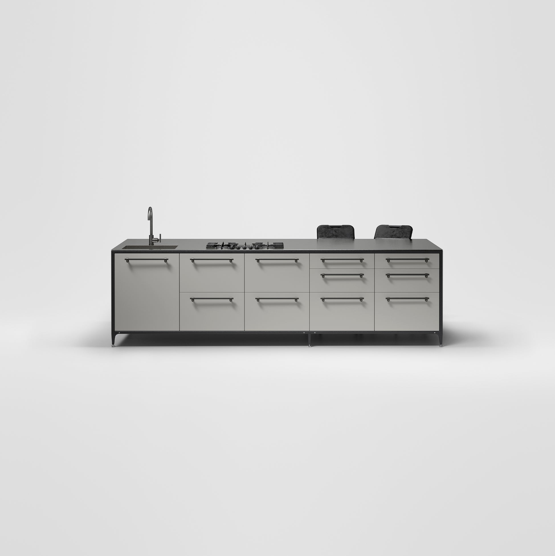 Freestanding Buster & Punch kitchen island unit in Stone Grey