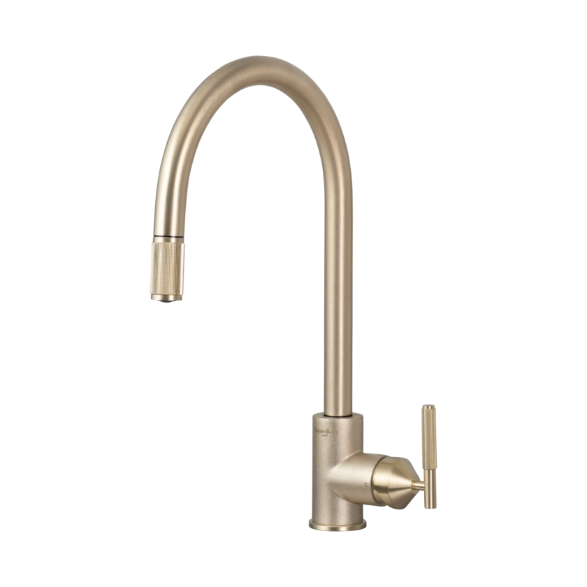 VANDHANE / BLANDINGSBATTERI MED UDTRÆKSSLANGE / LINEAR / MESSING