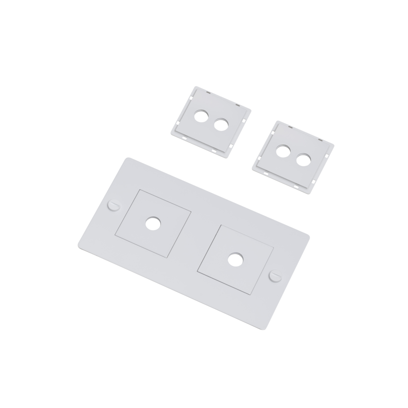 2G WALL PLATE / HORIZONTAL / WITH INFILLS / NON-LOGO / WHITE