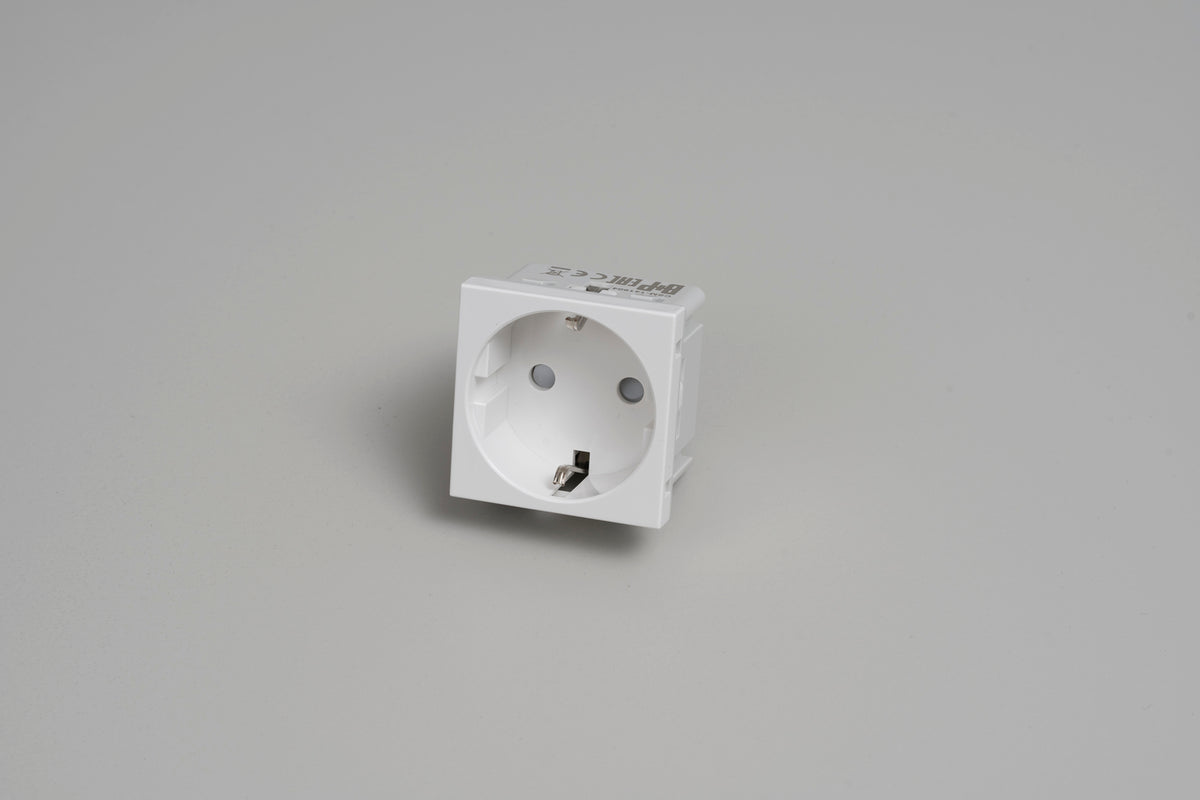 SCHUKO SOCKET MODULE / TYPE F / 45 MM / WHITE