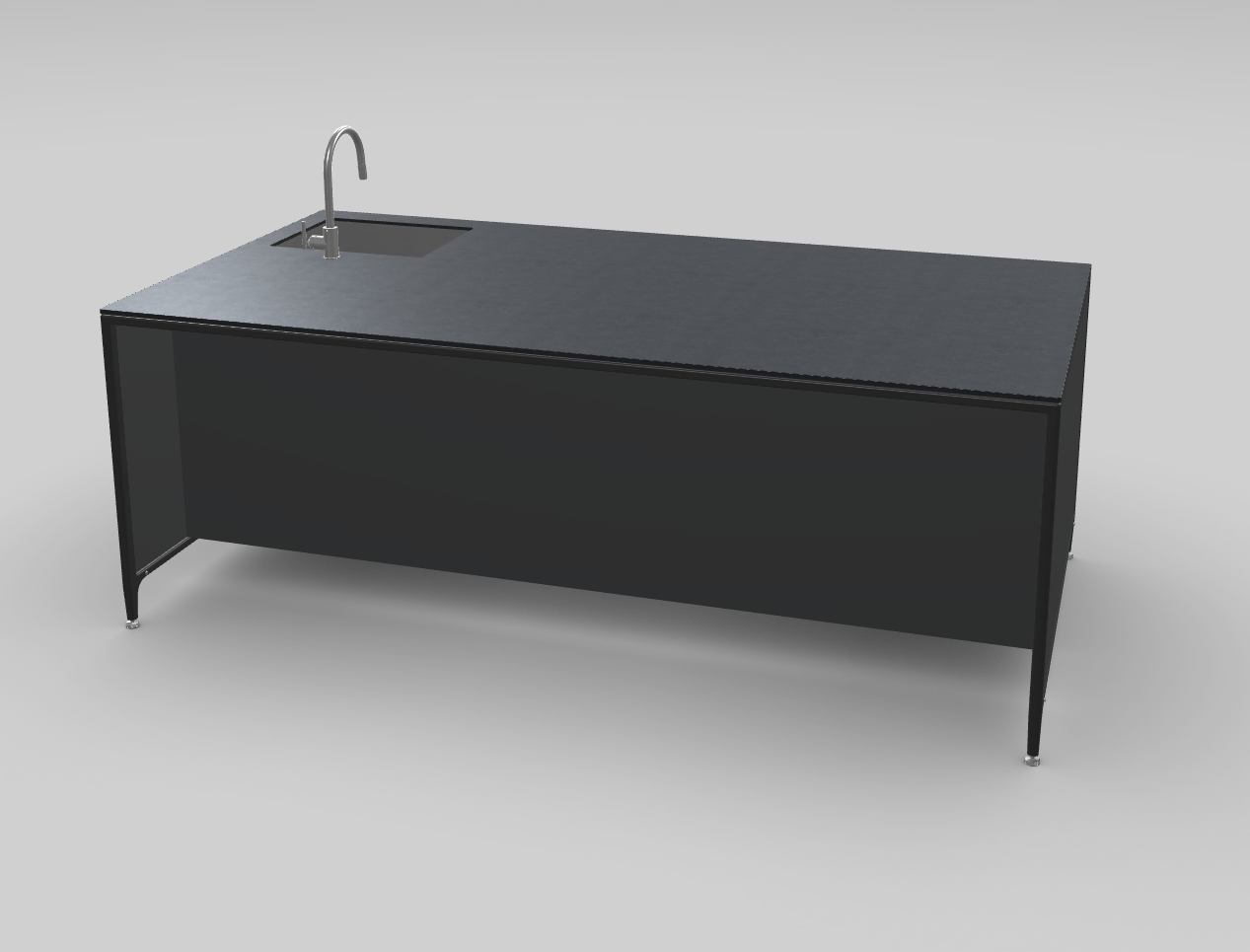 Buster & Punch køkken ø 2462 mm x 1250 mm off black med Fisher & Paykel DD60SHi9 integreret opvaskemaskine