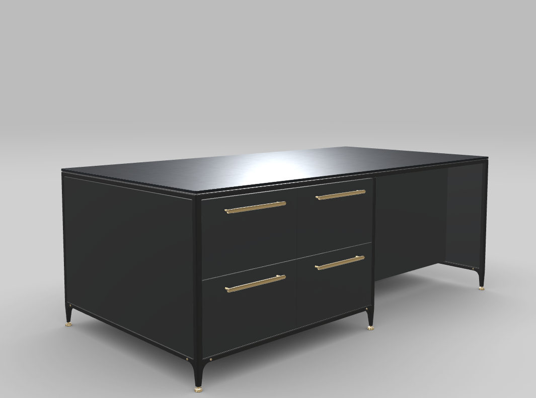 Buster & Punch køkken ø i off black med Dekton Bromo bordplade og buster & punch greb i messing