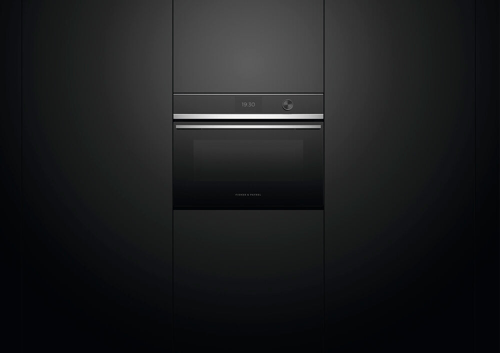 Fisher & Paykel OM60NDTDX1 60 cm serie 9 moderne kompakt kombi-mikrobølgeovn sort og stål