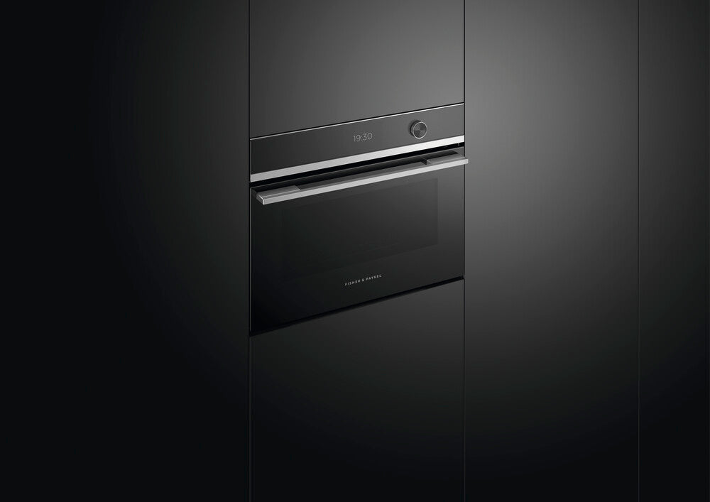 Fisher & Paykel OM60NDTDX1 60 cm serie 9 moderne kompakt kombi-mikrobølgeovn sort og stål