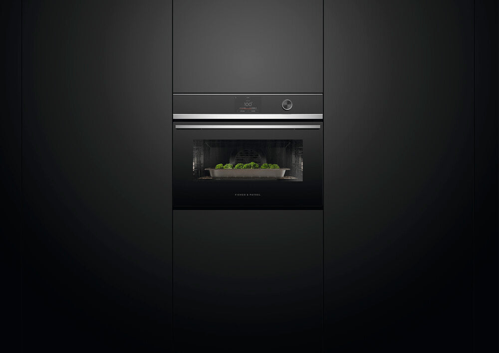 Fisher & Paykel OS60NDTDX1 60cm Series 9 Moderne Kompakt Combi-Steam Ovn Sort og Stål