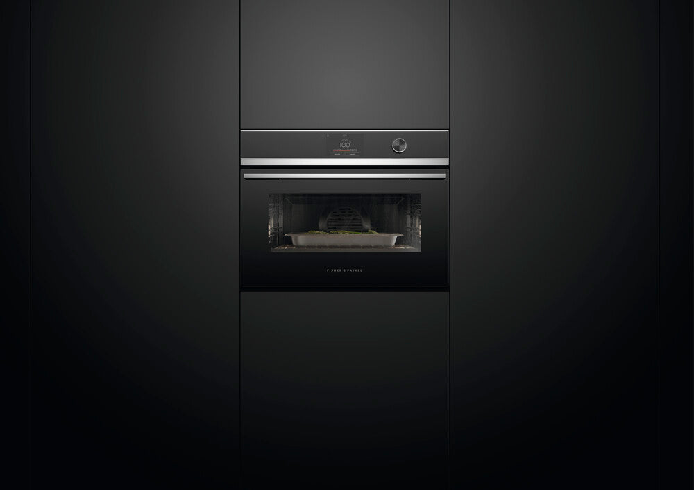 Fisher & Paykel OS60NDTDX1 60cm Series 9 Moderne Kompakt Combi-Steam Ovn Sort og Stål