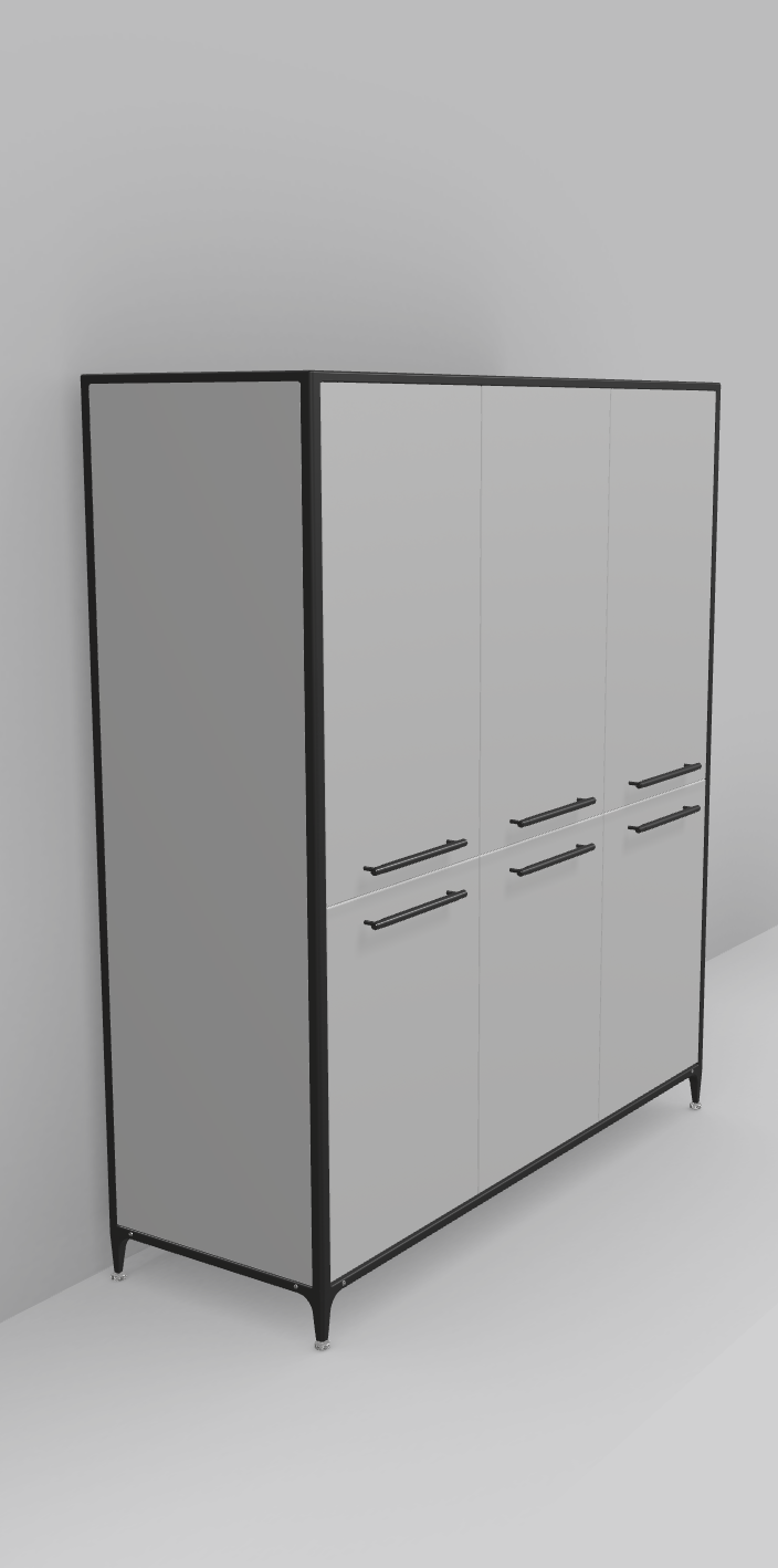 Buster & Punch køkken højskabe 1862 mm x 650 mm Stone Grey med Fisher & Paykel RS6019BRU1 kombi 60 cm Serie 9 integreret køleskab, fryser og udtræksskab