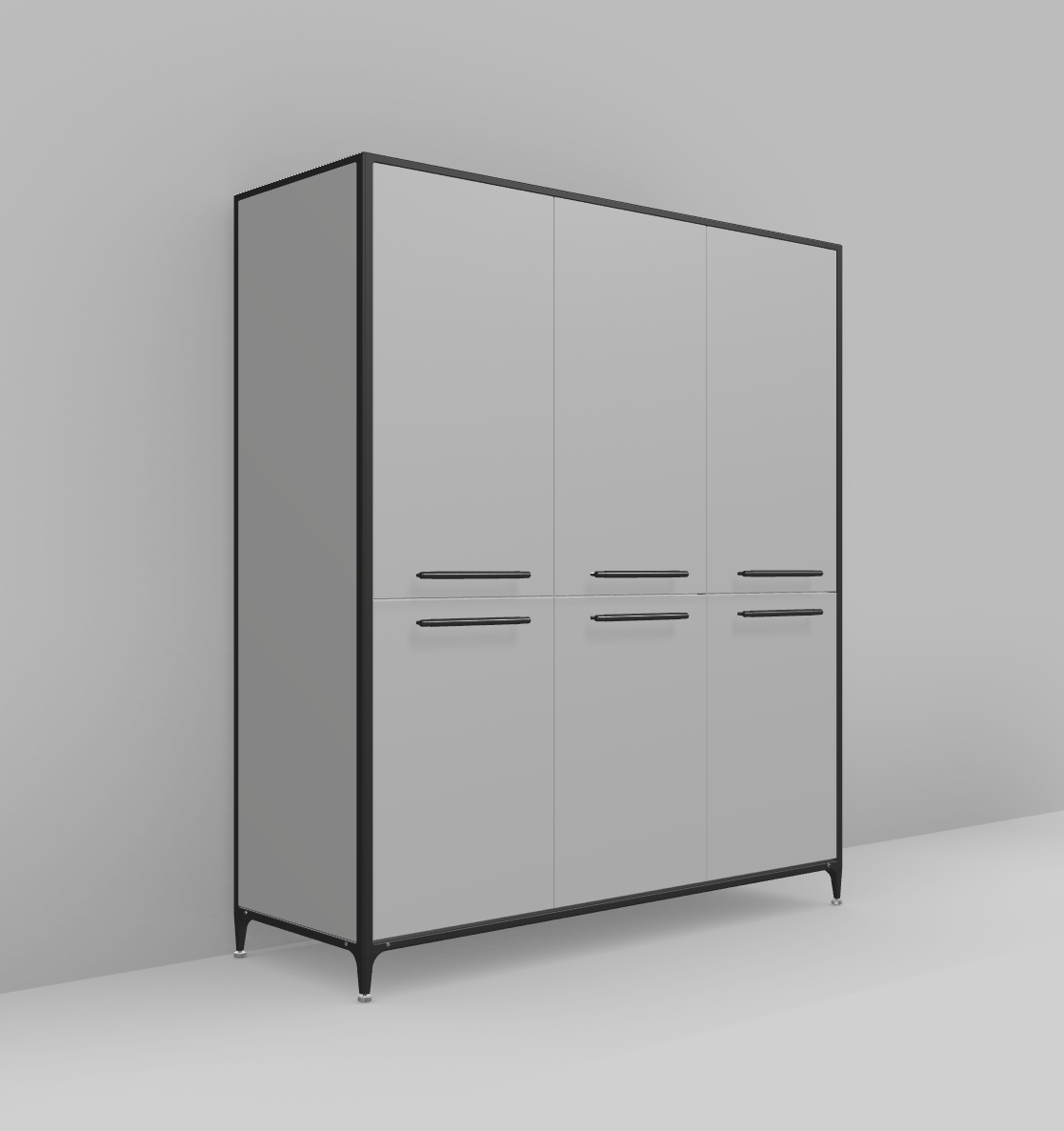 Buster & Punch køkken højskabe 1862 mm x 650 mm Stone Grey med Fisher & Paykel RS6019BRU1 kombi 60 cm Serie 9 integreret køleskab, fryser og udtræksskab