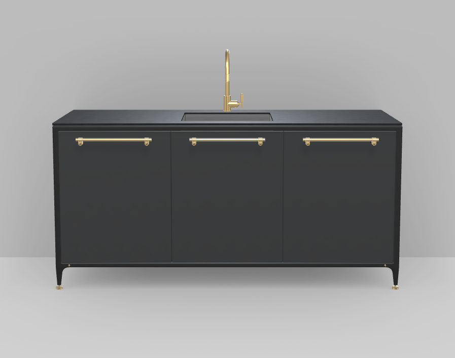 Buster & Punch køkken enhed 1862 mm x 650 mm off black med Fisher & Paykel DD60SHTi9 integreret opvaskemaskine