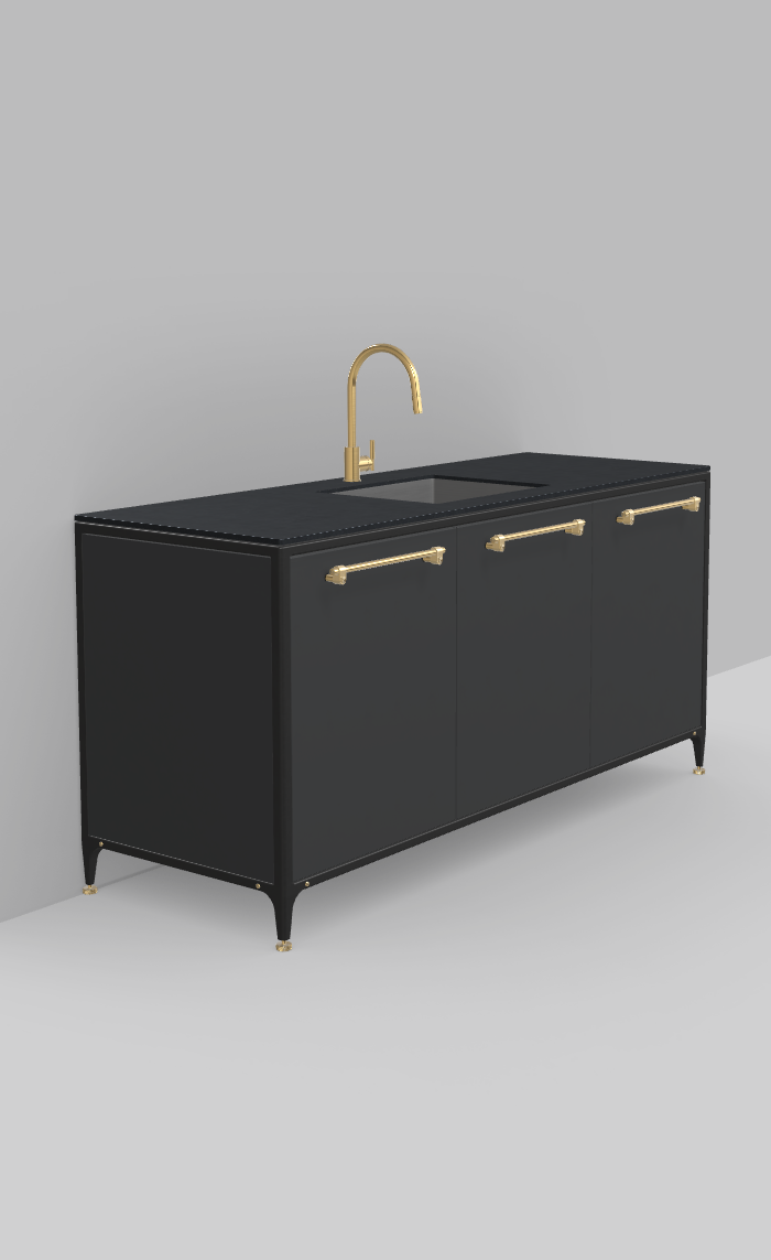 Buster & Punch køkken enhed 1862 mm x 650 mm off black med Fisher & Paykel DD60SHTi9 integreret opvaskemaskine