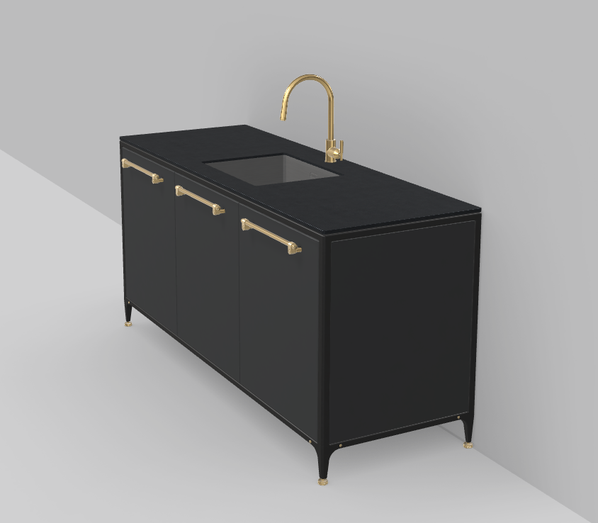 Buster & Punch køkken enhed 1862 mm x 650 mm off black med Fisher & Paykel DD60SHTi9 integreret opvaskemaskine