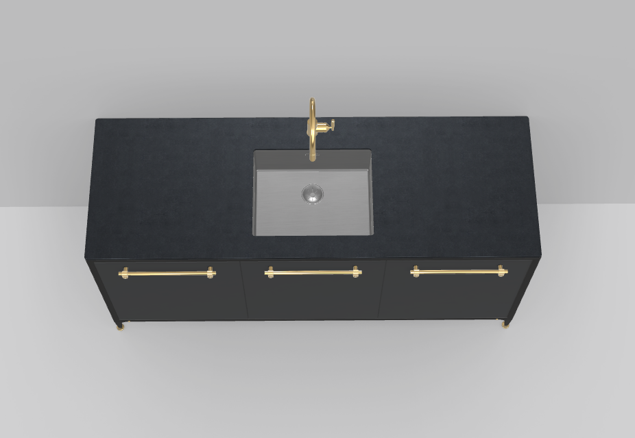 Buster & Punch køkken enhed 1862 mm x 650 mm off black med Fisher & Paykel DD60SHTi9 integreret opvaskemaskine