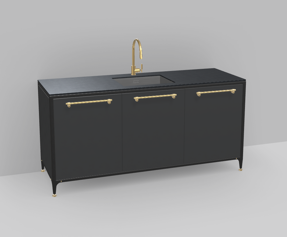 Buster & Punch køkken enhed 1862 mm x 650 mm off black med Fisher & Paykel DD60SHTi9 integreret opvaskemaskine