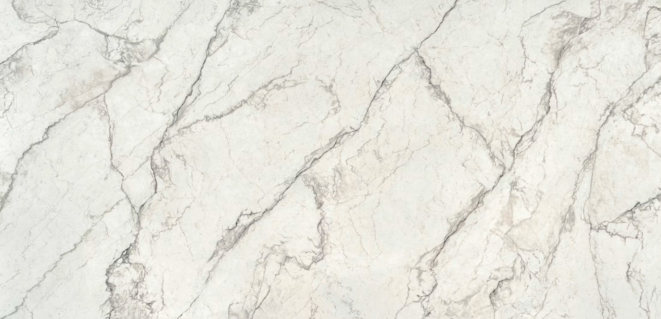 White marble-look tile with elegant gray and beige veining across the surface.