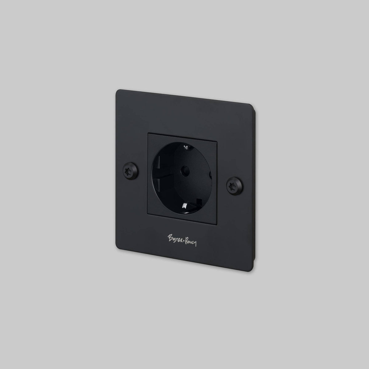 Buster + Punch 1G SOCKET / SCHUKO TYPE F / LINEAR / WITH LOGO – BLACK