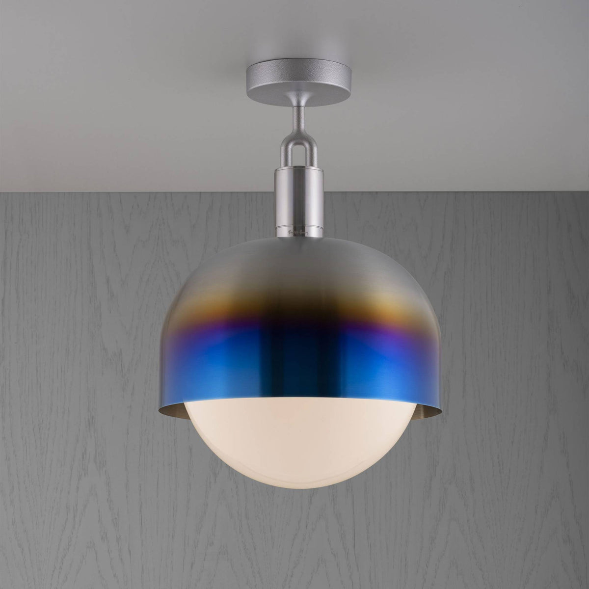 Buster + Punch Forked Ceiling / Linear / Shade / Globe / Opal / Large / Burnt Steel