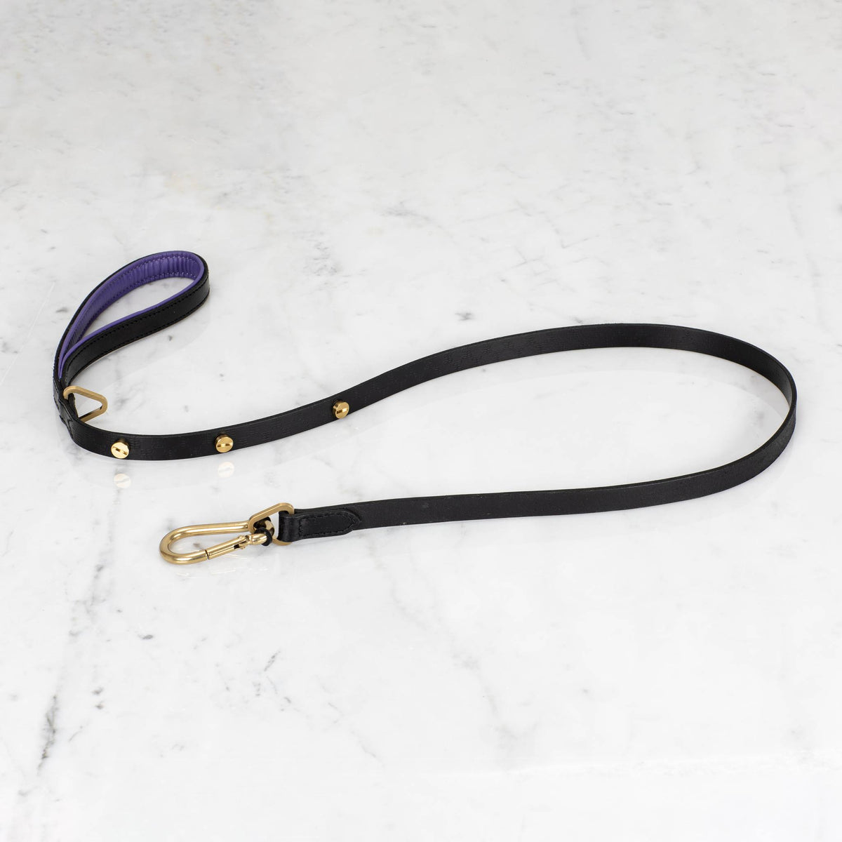 Dog lead / Cross / Black and purple – Brass / 15Mm