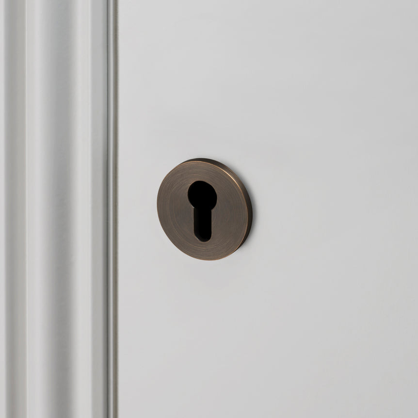 Buster & Punch key keyhole escutcheons in EURO cylinder style and smoked bronze