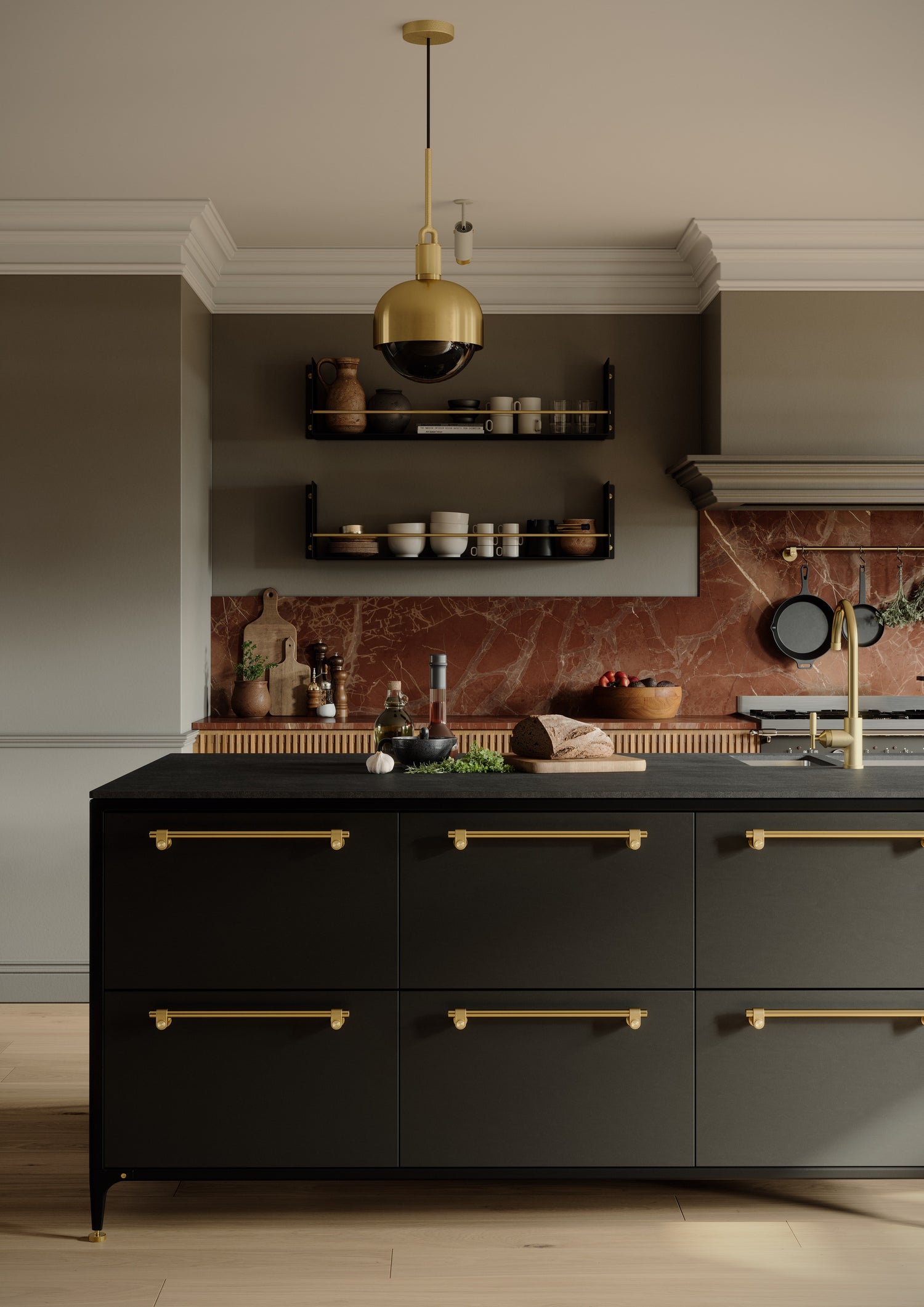 Off black Buster + Punch kitchen island unit in a nice kitchen