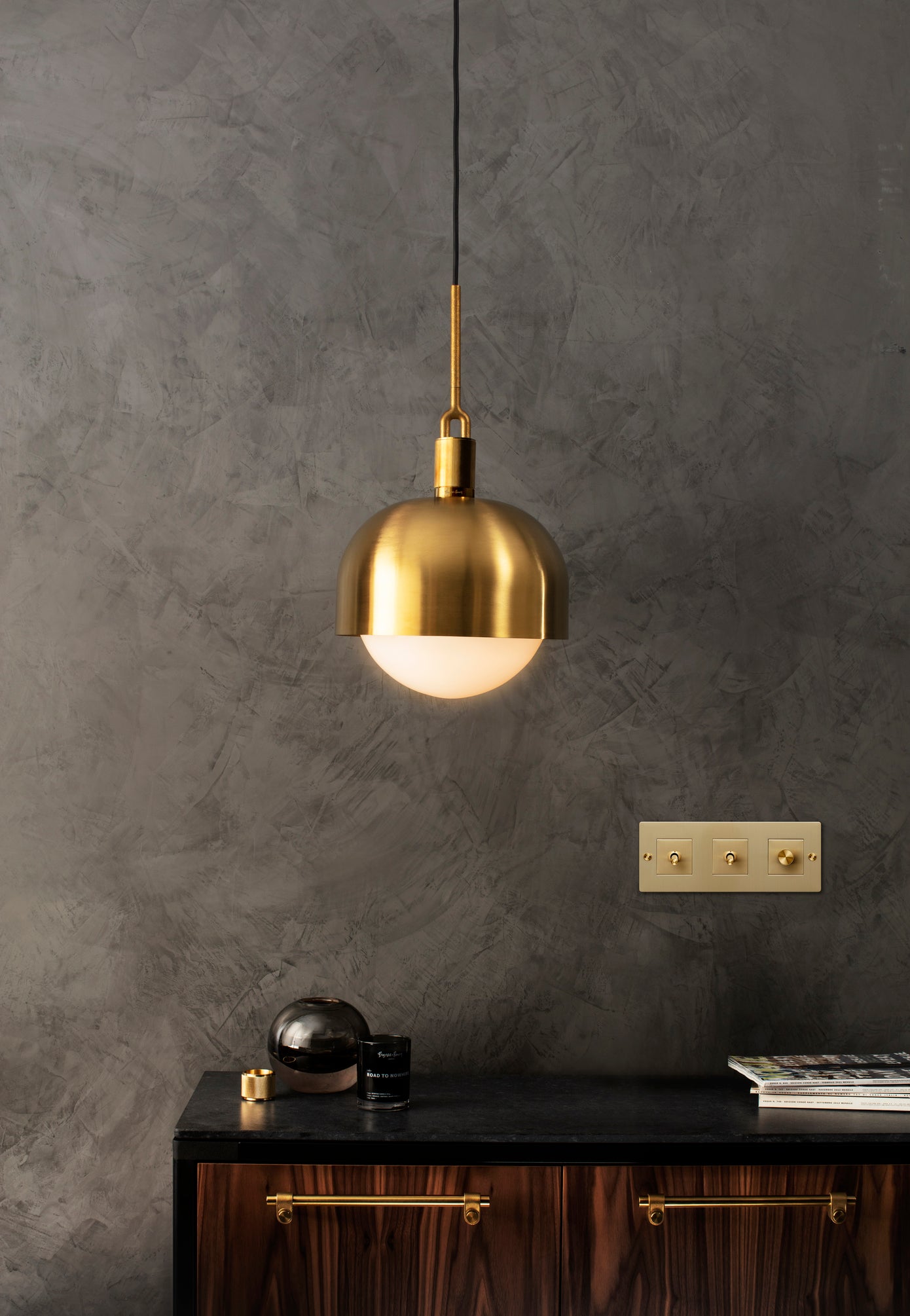 Buster & Punch forked pendant shade globe brass