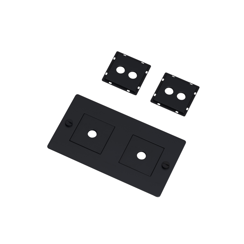 2G WALL PLATE / HORIZONTAL / WITH INFILLS / NON-LOGO / BLACK