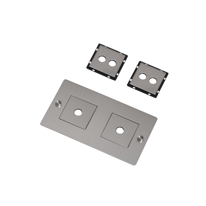 2G WALL PLATE / HORIZONTAL / WITH INFILLS / NON-LOGO / STEEL