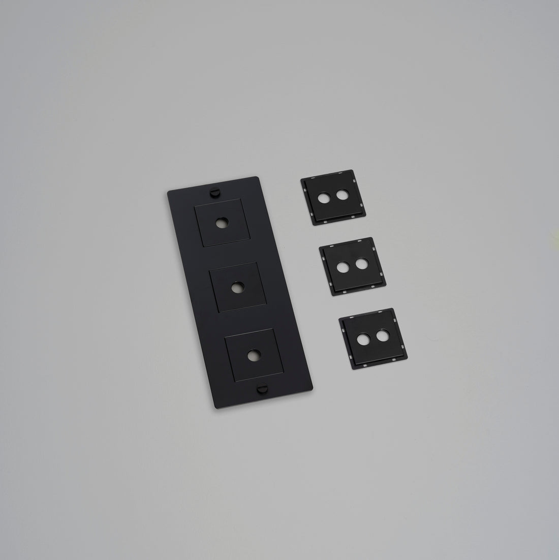 Buster + Punch 3G wall plate, vertical, with infills, black