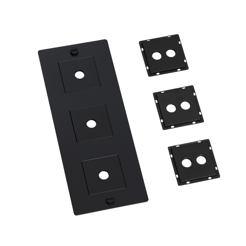Buster + Punch 3G wall plate, vertical, with infills, black