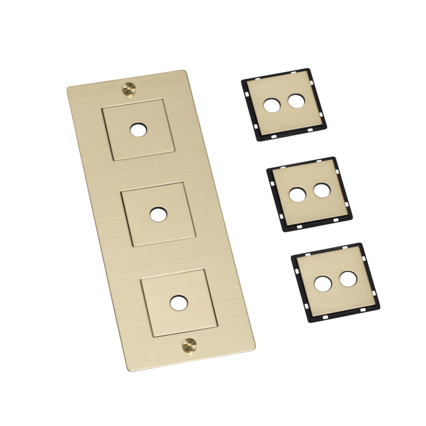 Buster + Punch 3G wall plate, vertical, with infills, brass