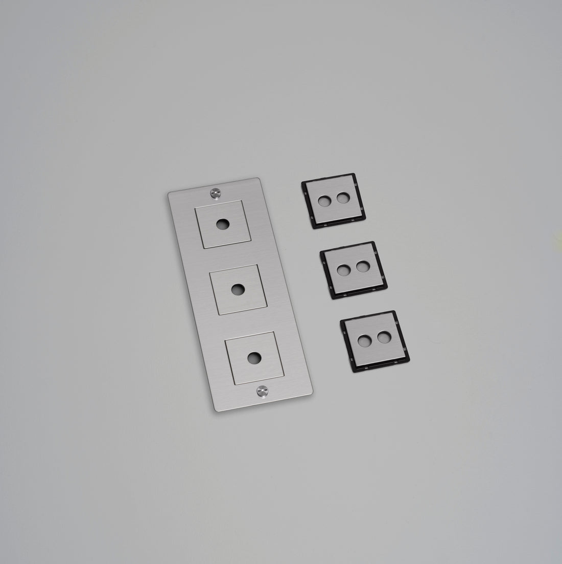 Buster + Punch 3G wall plate, vertical, with infills, steel