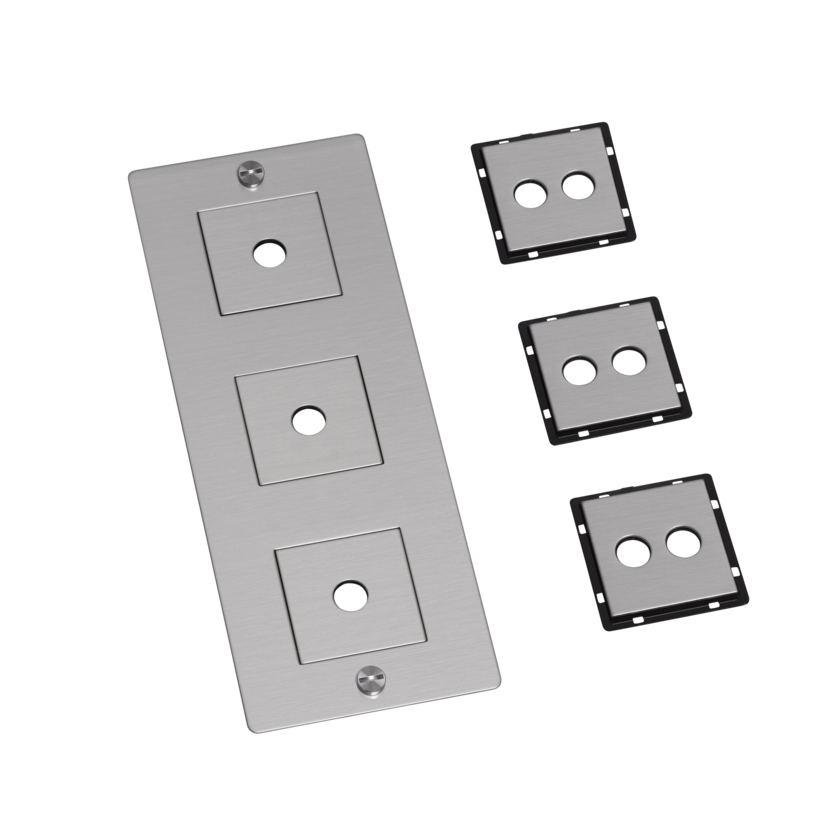 Buster + Punch 3G wall plate, vertical, with infills, steel