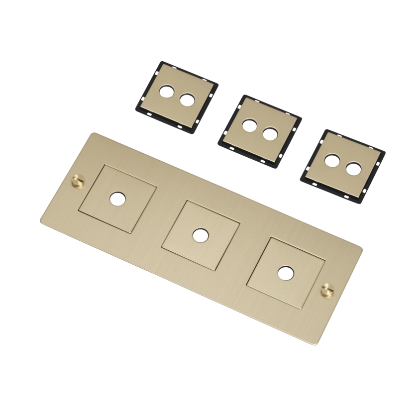Buster + Punch 3G wall plate, horizontal, with infills, brass