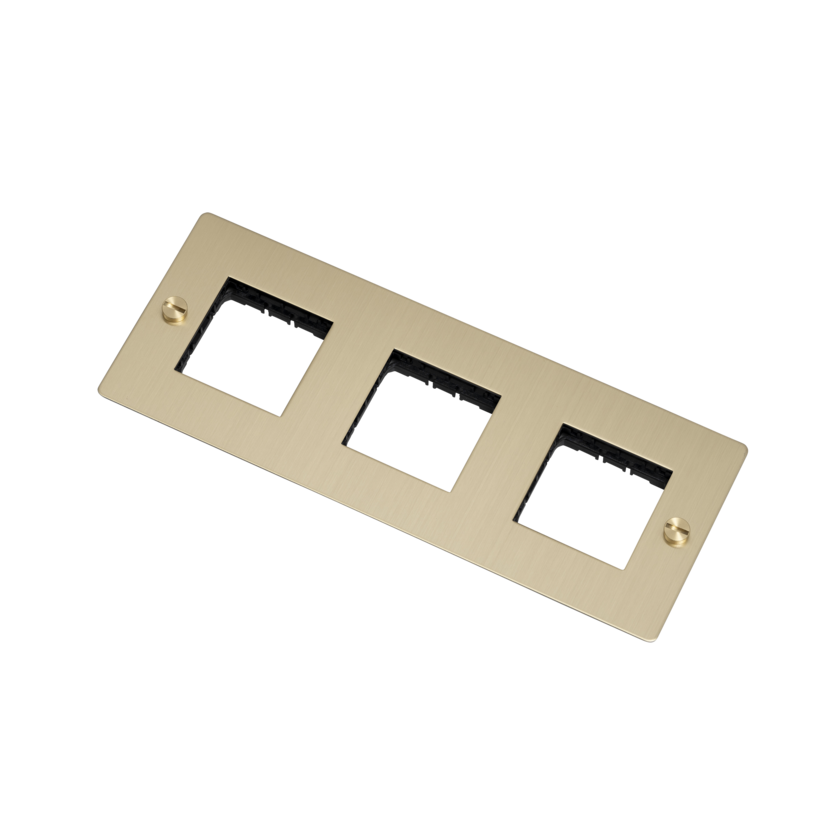Buster + Punch 3G wall plate, horizontal, no infills, brass