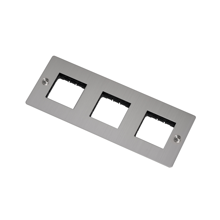 Buster + Punch 3G wall plate, horizontal, no infills, steel
