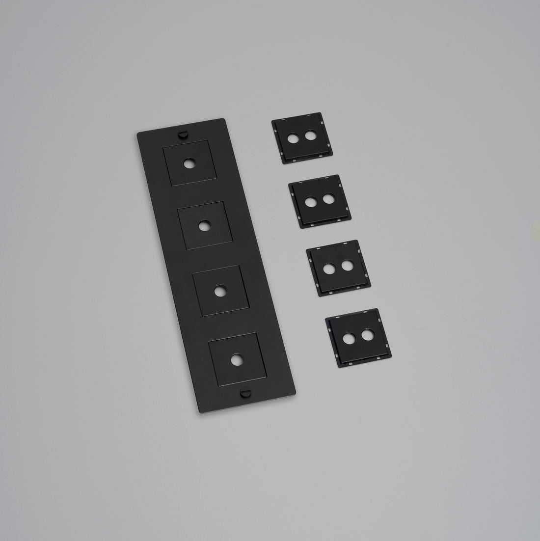 Buster + Punch 4G wall plate, vertical, with infills, black