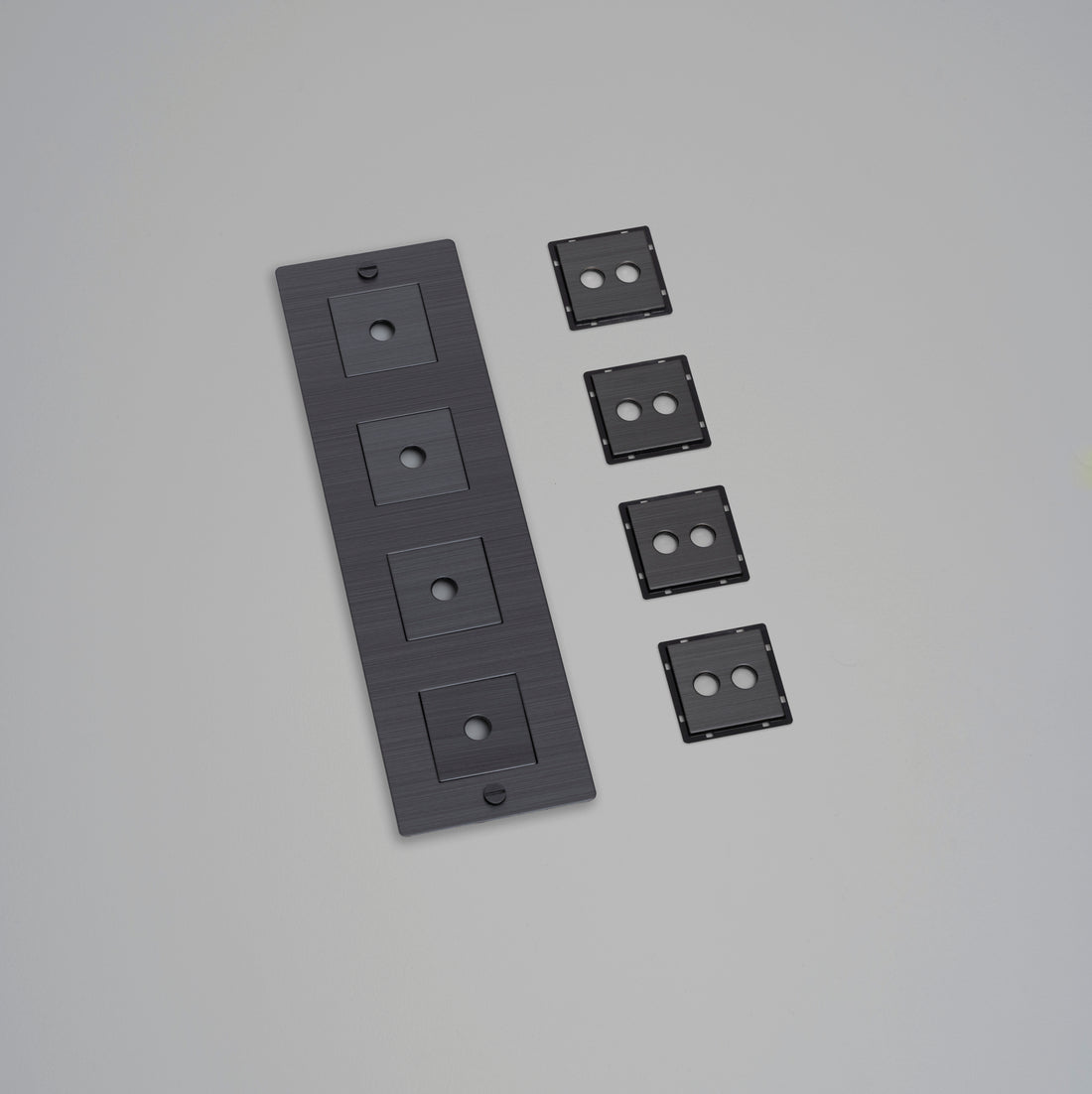 Buster + Punch 4G wall plate, vertical, with infills, smoked bronze