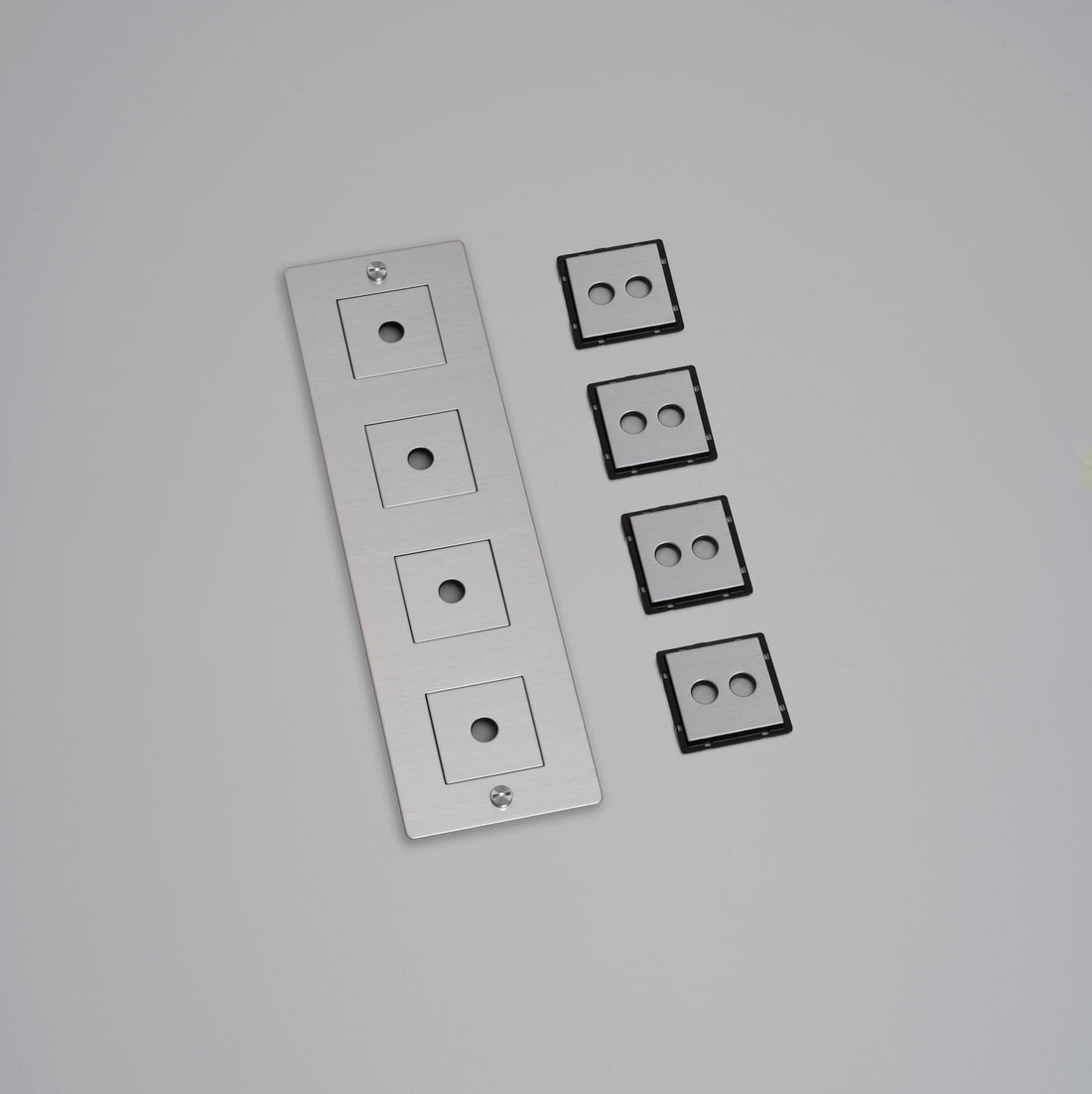 Buster + Punch 4G wall plate, vertical, with infills, steel