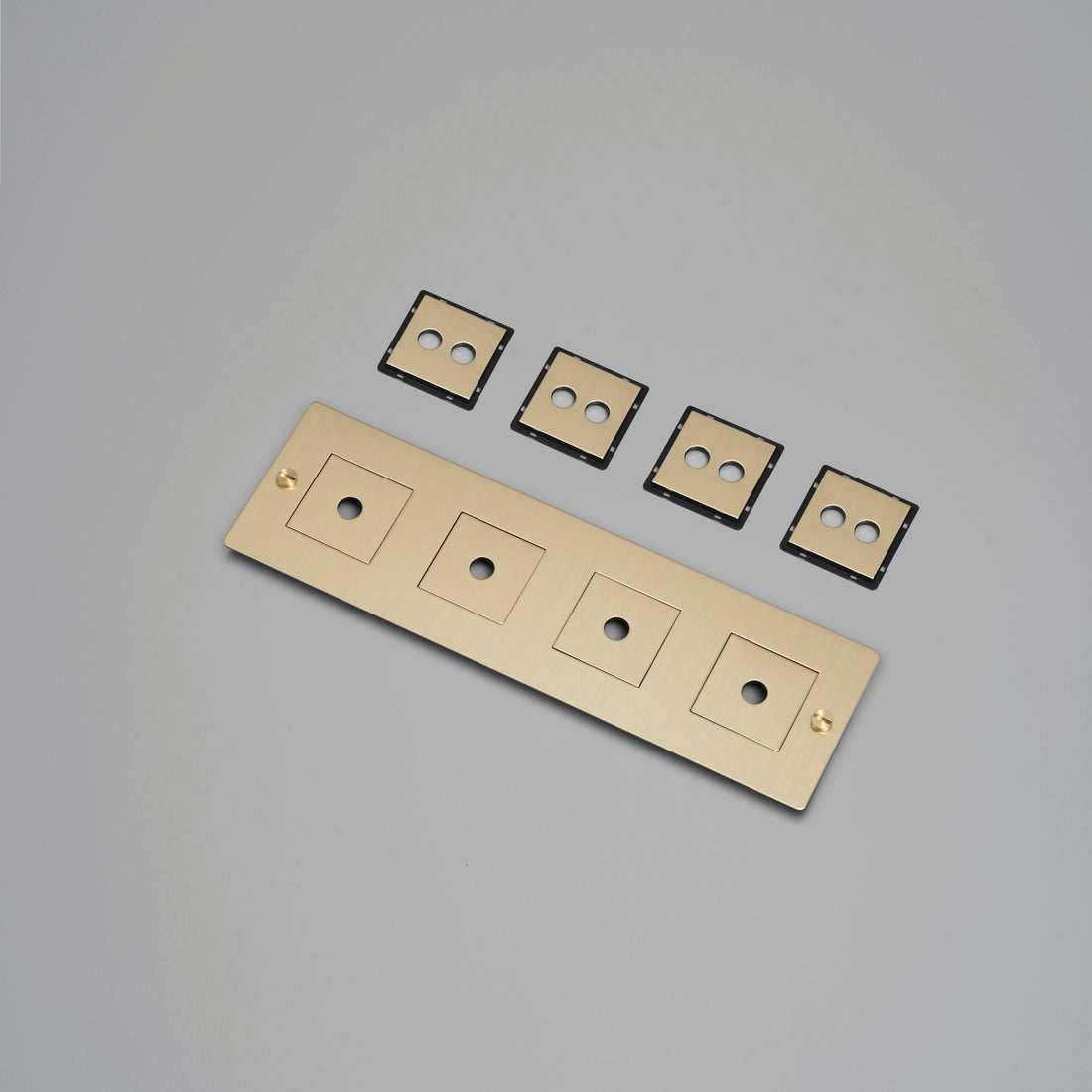 Buster + Punch 4G wall plate, horizontal, with infills, brass