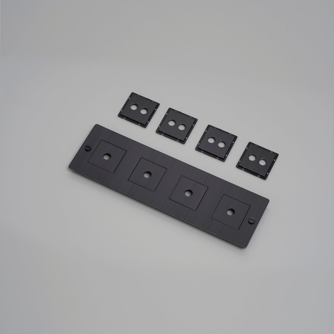 Buster + Punch 4G wall plate, horizontal, with infills, smoked bronze