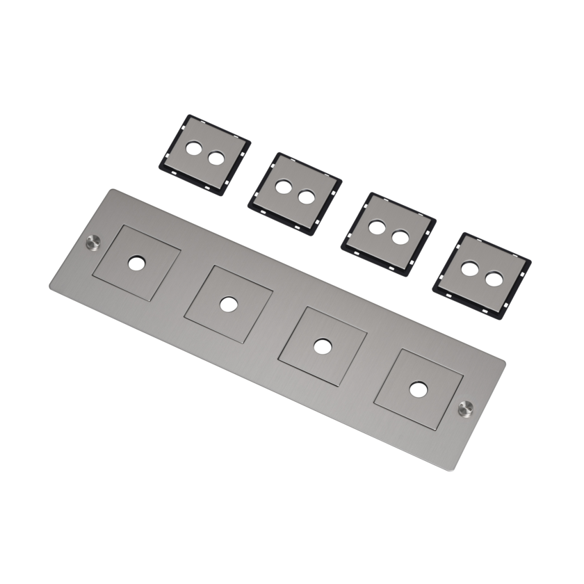 Buster + Punch 4G wall plate, horizontal, with infills, steel