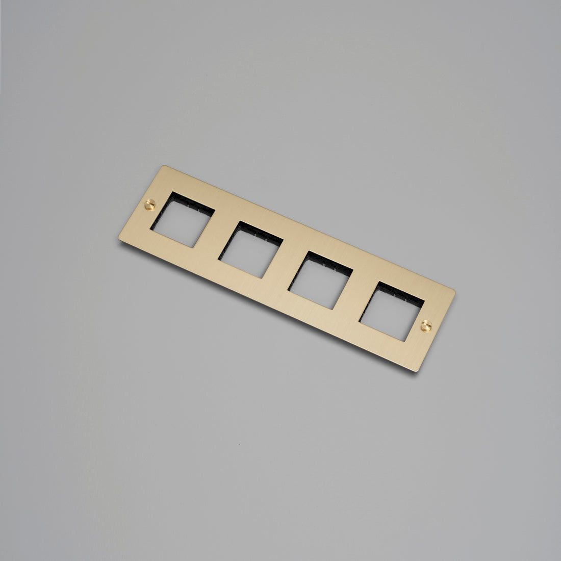 Buster + Punch 4G wall plate, horizontal, no infills, brass