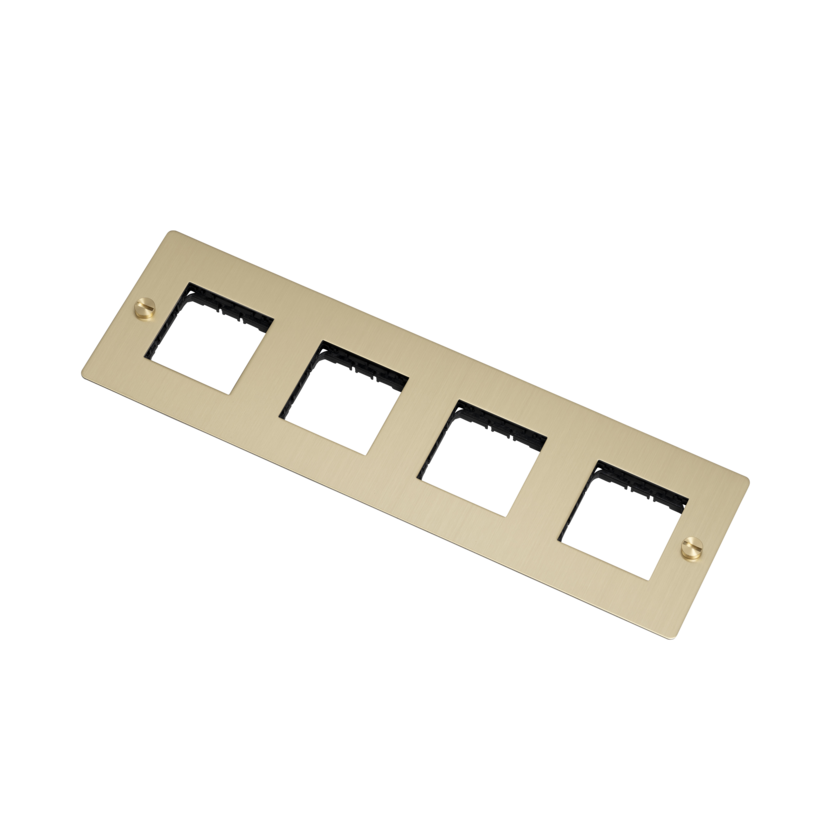 Buster + Punch 4G wall plate, horizontal, no infills, brass