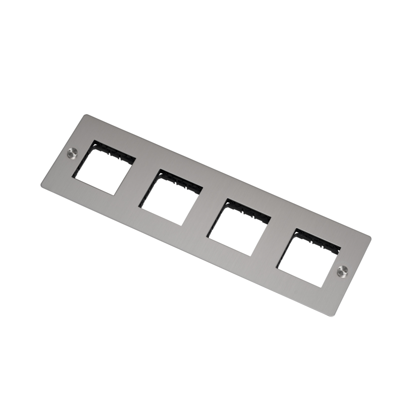 Buster + Punch 4G wall plate, horizontal, no infills, steel