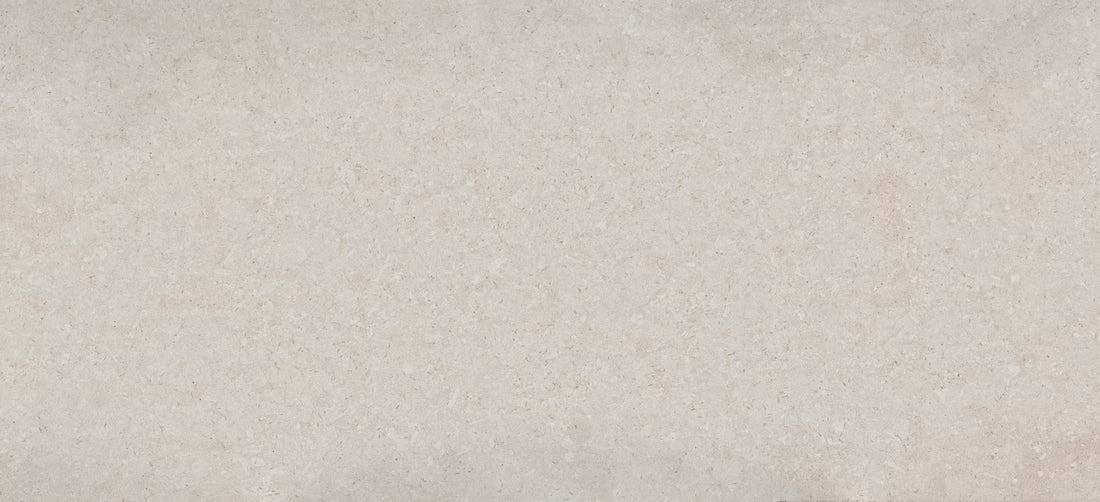 White creamy base Dekton Nebbie worktop dotted warm taupe hues