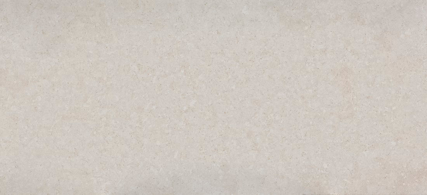 White creamy base Dekton Nebbie worktop dotted warm taupe hues