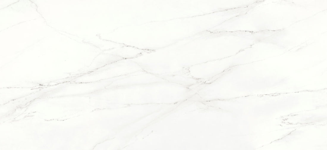 Dekton Rem worktop with white geometric pattern on a white background