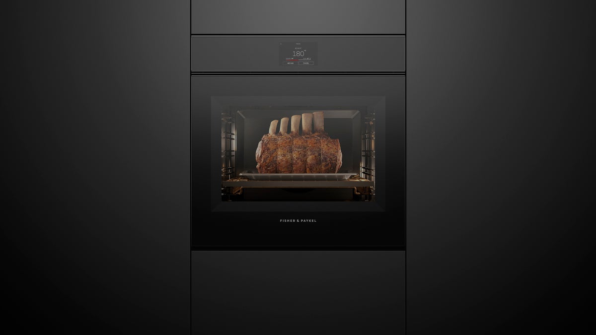 Fisher &amp; Paykel OB60SMPTNB1 60cm Series 9 Minimal Handleless Pyrolytic Oven Black Glass