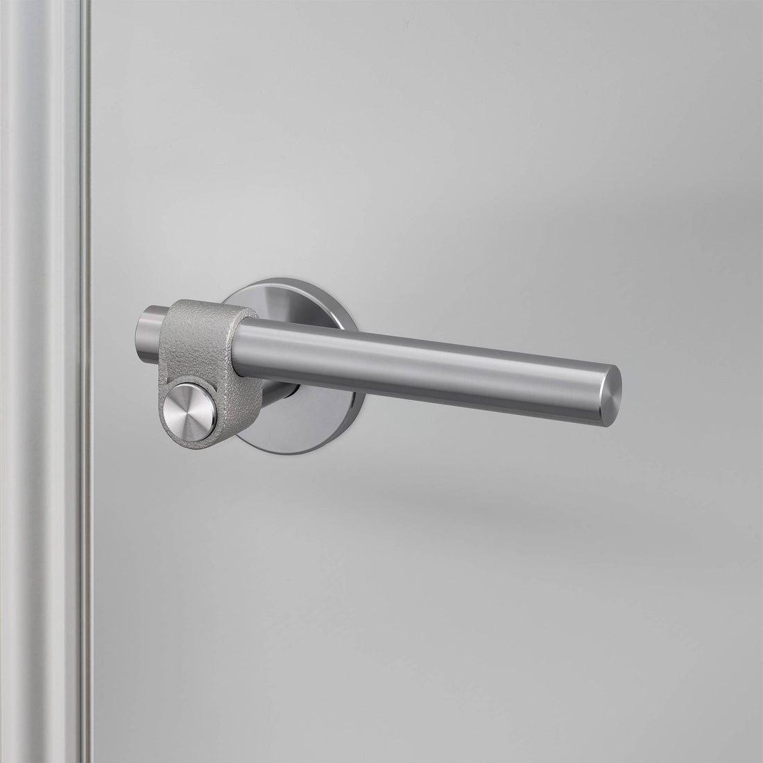 Buster + Punch Cast sprung door handle set in steel – view 1