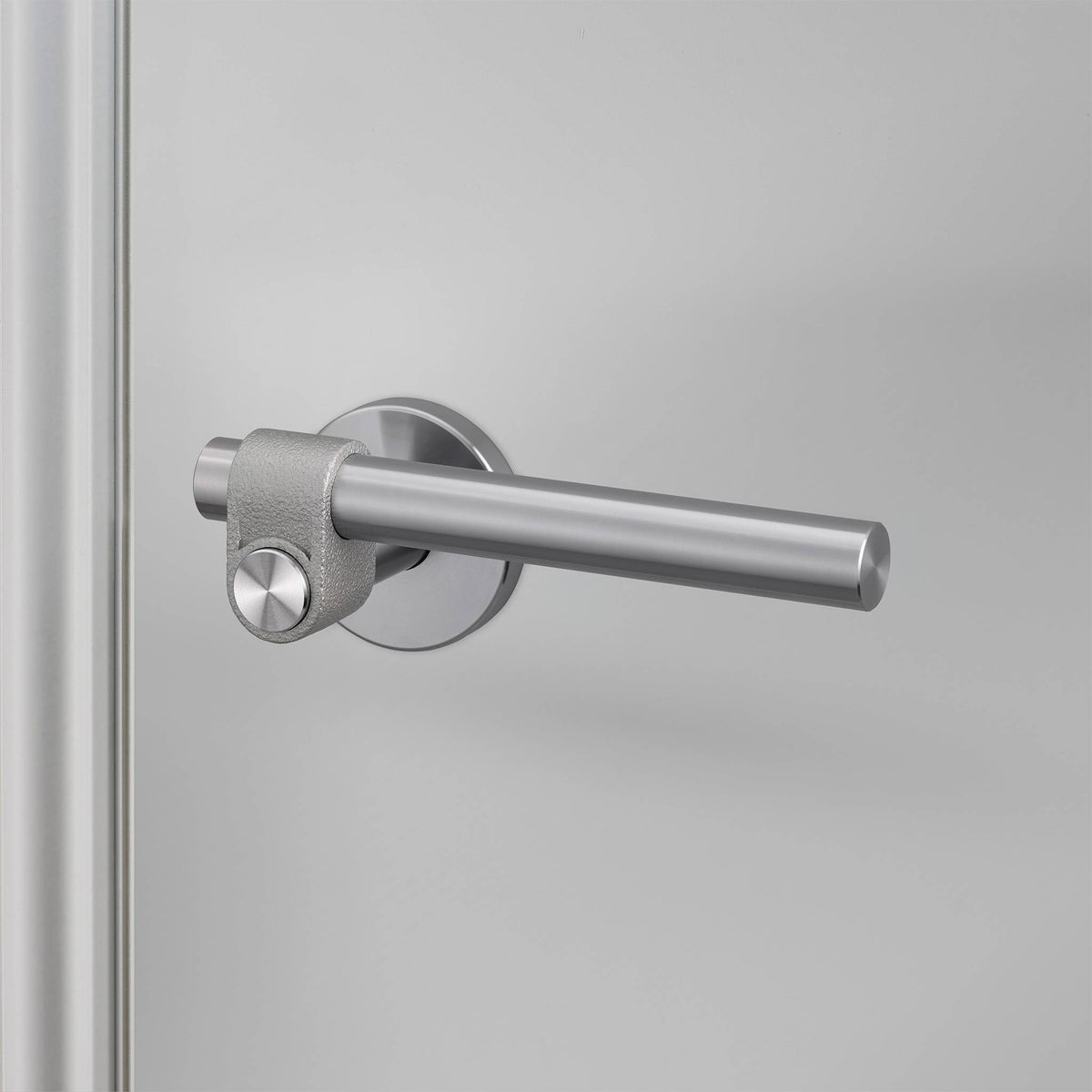 Buster + Punch Cast sprung door handle set in steel – view 1