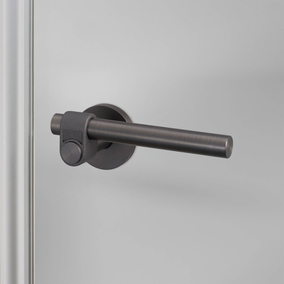 Buster + Punch Cast sprung door handle set in smoked bronze – view 1